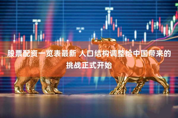 股票配资一览表最新 人口结构调整给中国带来的挑战正式开始