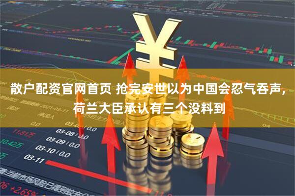 散户配资官网首页 抢完安世以为中国会忍气吞声, 荷兰大臣承认有三个没料到